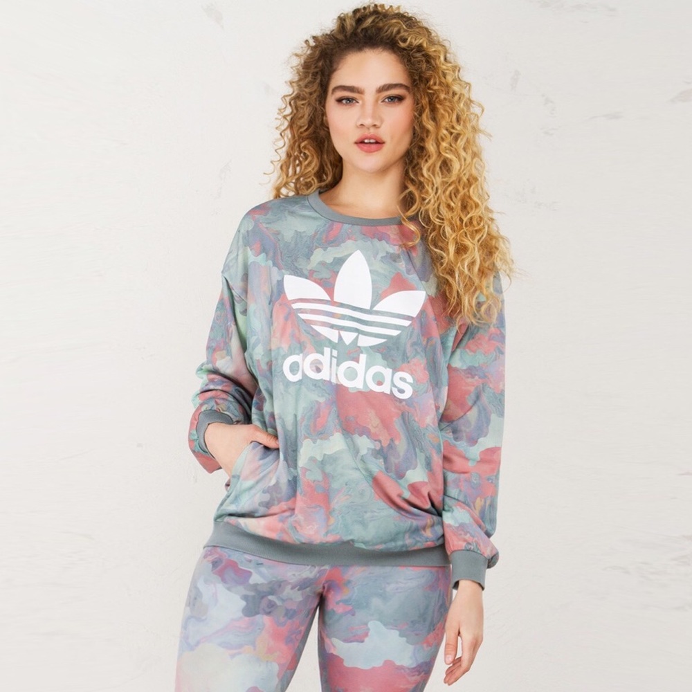 New Adidas Set - Pastel Camo Sweatshirt & Leggings - Picture 2 of 6